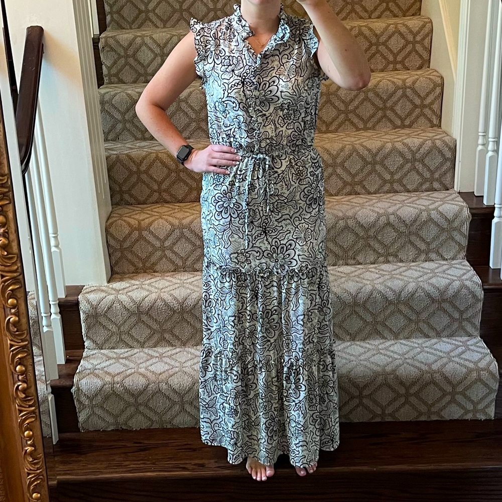 Who What Where maxi dress, black and white floral, size XS